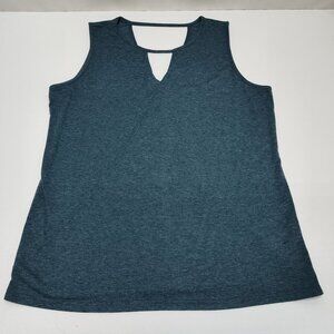 Poetsky Sleeveless XL Teal Keyhole Back Tank Top Soft Rayon Blend Womens Shirt